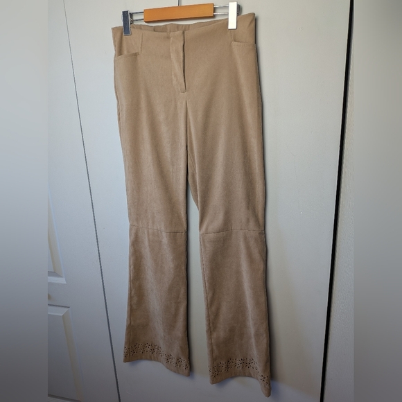 LE CHÂTEAU Vintage Y2K 2000 Flare Suede Effect Women Pants Size 11 Western Boho - Picture 1 of 14